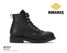 New Men's Work Boots Black 6" Round Toe Leather WP BONANZA 617 Size 5-13 (D, M)
