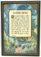 Vintage Buzza Minneapolis USA Good Folks Like You Framed Motto Poem