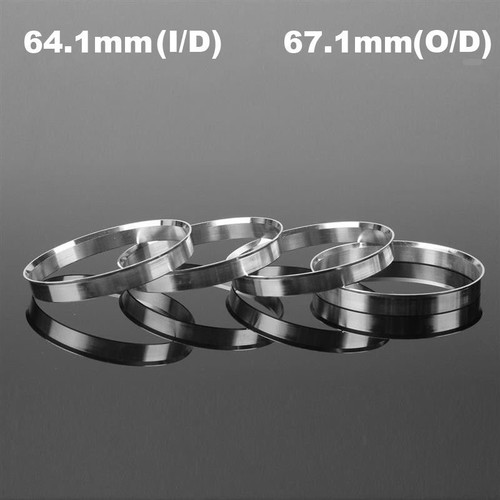 4Pcs Aluminum Wheel Hub Centric Rings Spigot Spacer Set 64.1mm ID to 67.1mm OD E - Picture 1 of 12