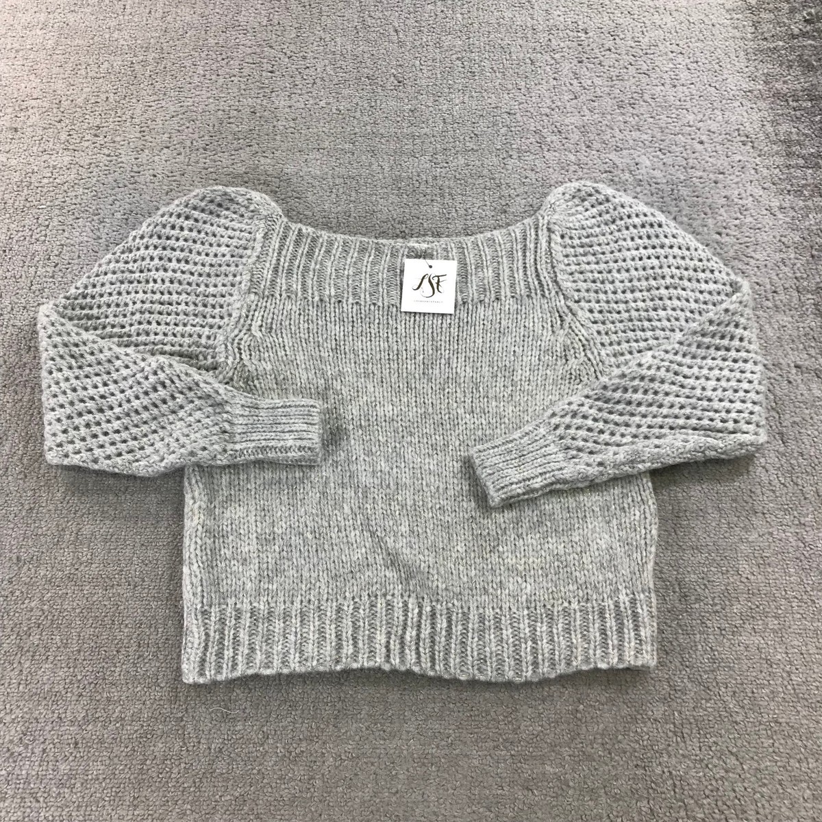 Love Shack Fancy Sweater Womens 2XS XXS Pullover Gray Alpaca Blend