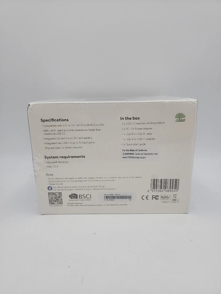 SSD HDD Docking Station 2.5" 3.5" Dual Slots USB 3.0 SATA Hard Drive Card Reader - Image 2 of 2