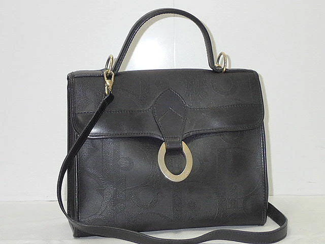 Sac à main 2 voies authentique Christian Dior sac bandoulière noir cuir PVC