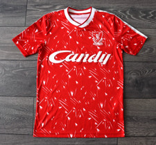 LIVERPOOL HOME SHIRT 1989-1990 RE-ISSUE RETRO JERSEY CANDY SIZE MENS SMALL RED