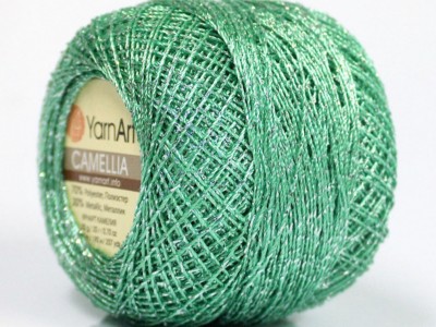 Cottage Green Silver Metallic Braid Thread 13gr 100yds YarnArt Camellia #52253