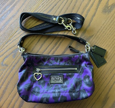 Coach Purple Poppy Ocelot Crossbody Bag