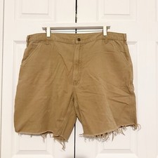 Vintage Carhartt Cut Off Shorts Size 40 Distressed Frayed Workwear Brown Cotton