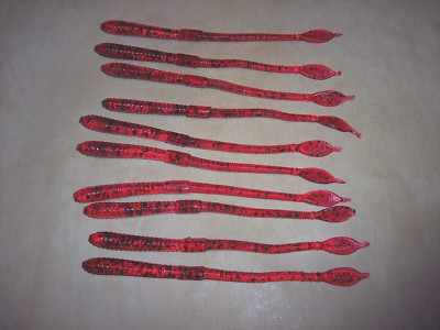 Manns 6'' Jelly Worm Red Grape 10-Pk Bass Fish Lure Earth Worm Lure Discontinued