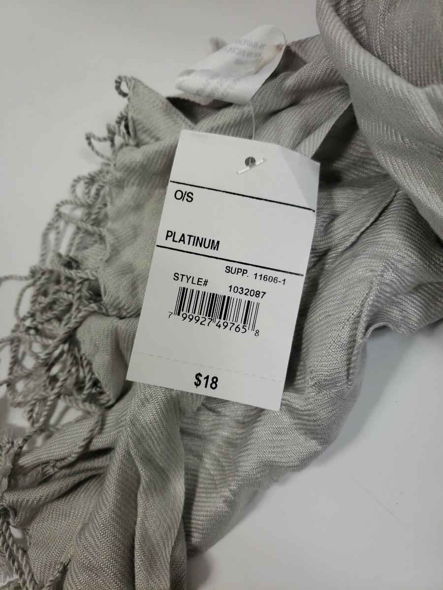 Silver Platnium Acrylic Scarf One Size Large Flowing E3 | eBay