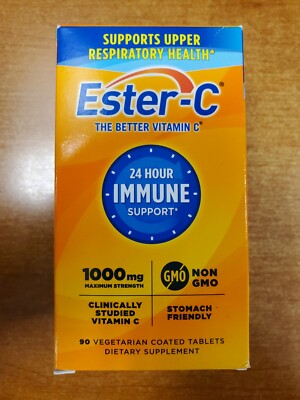 Ester-C Vitamin C 1,000mg 24 Hour Support Coated Tabs 90 Count Exp. 11/27 E17B