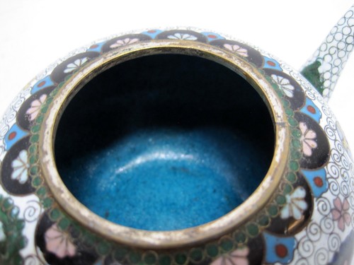 Japanese Goldstone Cloisonne Enamel Koro Meiji Period Antique Teapot - Picture 7 of 12