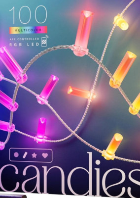 Twinkly Candies candel Shaped 100 RGB LED Smart Lig Wire USB-C - unboxed