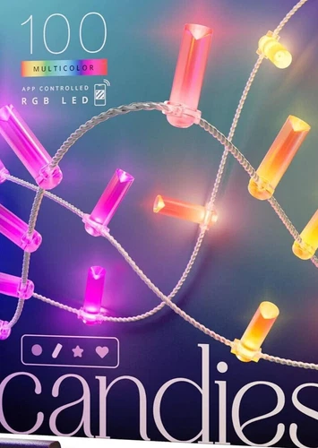 Twinkly Candies candel Shaped 100 RGB LED Smart Lig Wire USB-C - unboxed