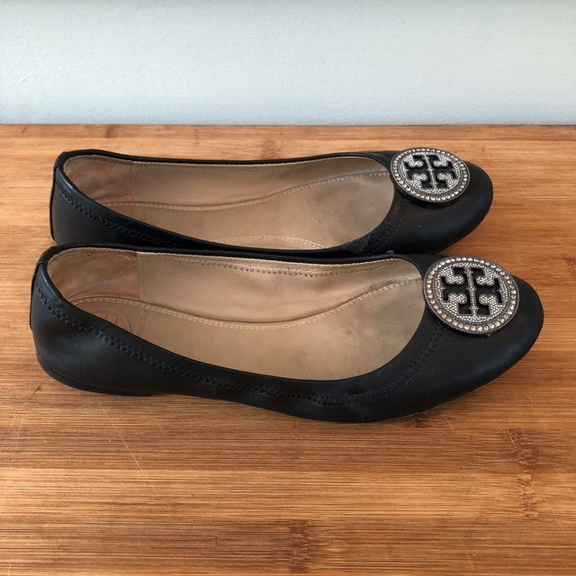 Tory Burch Black Violet Rhinestone Ballet Flats WomenÂ´s 6.5 Career Wear | eBay