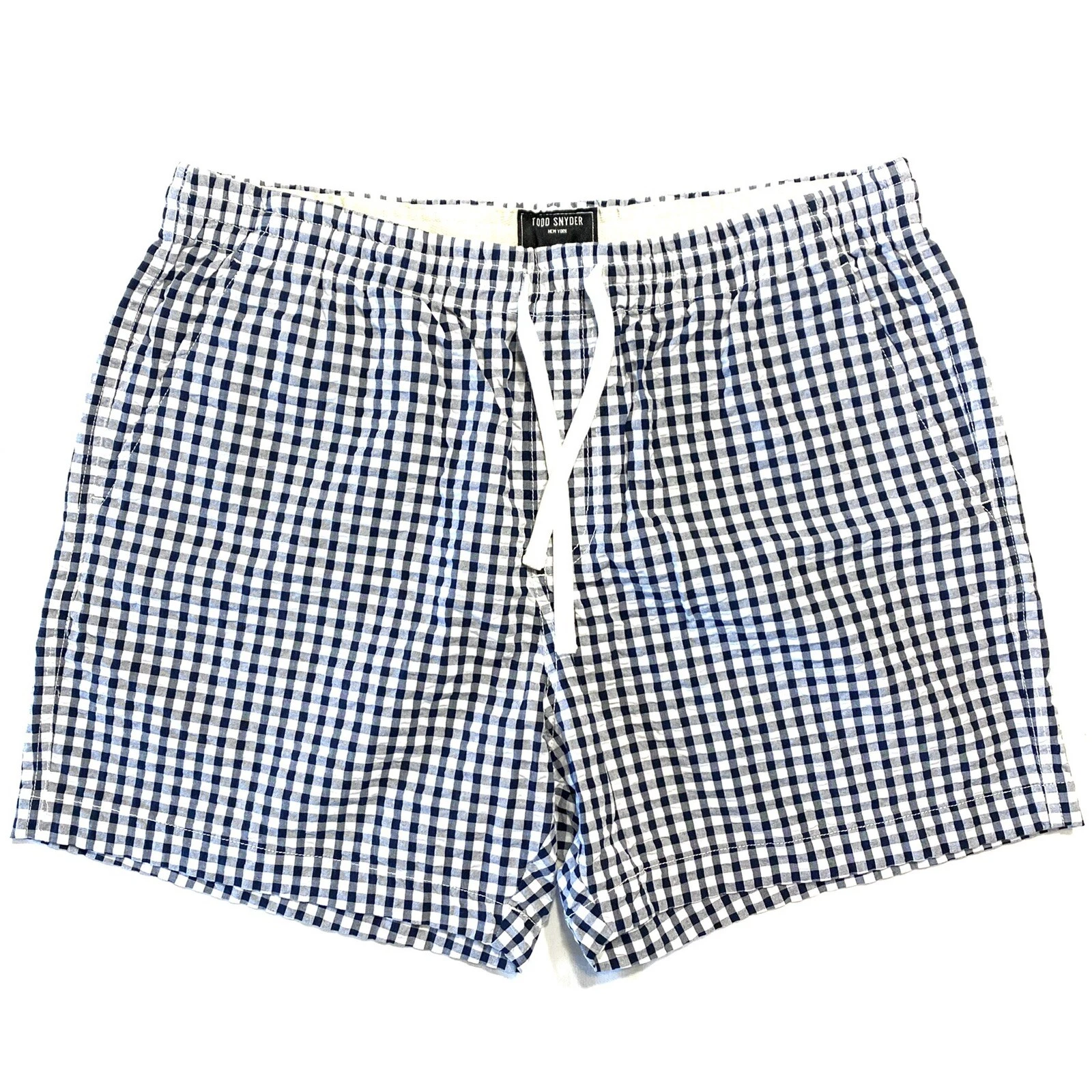 TODD SNYDER Mens 5in Gingham Seersucker Weekend Shorts Navy Blue (MSRP $148)
Opens in a new window o