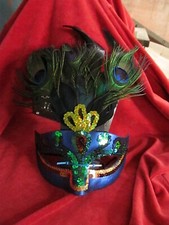 Mardi Gras Mask with Peacock Feathers