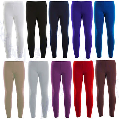 KIDS GIRLS ANKLE LENGTH STRETCH FIT COTTON LEGGINGS AGE 2-15 YEARS