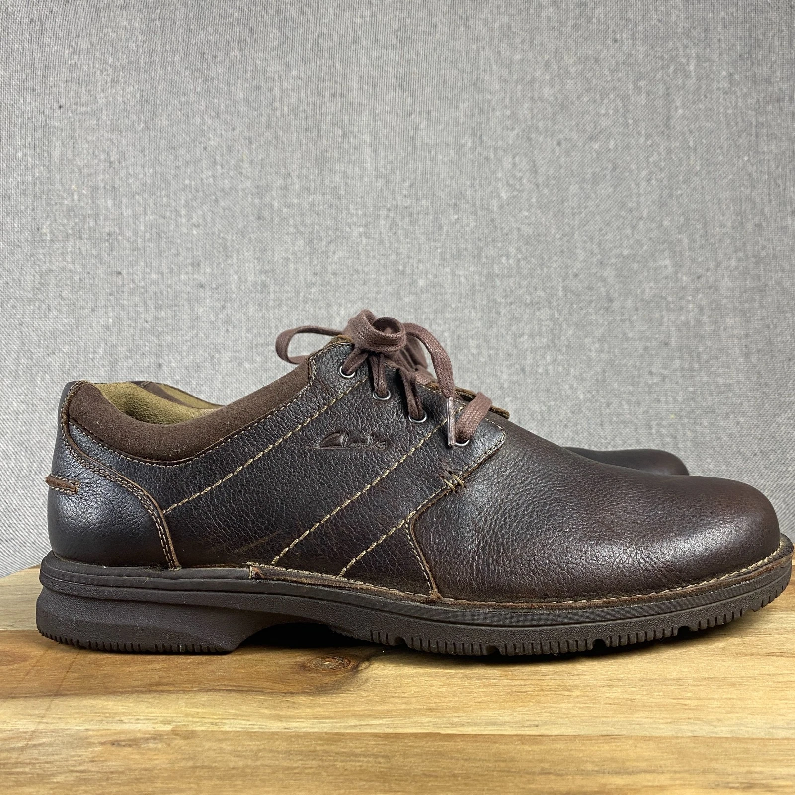Scarpe Clarks Senner Place uomo 12 M pelle marrone stringate casual Oxford