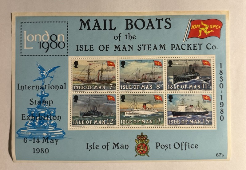 Isle Of Man Mail Boats Stamps May 1980 67p IOM London