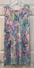 Women's Lilly Pulitzer Kelby Shift Dress Mermaid Cove Print Sz 10 Stretch Resort