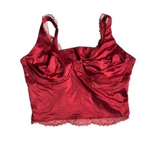 Aerie Red Satin Lace Detail Bralette Tank XL NWT