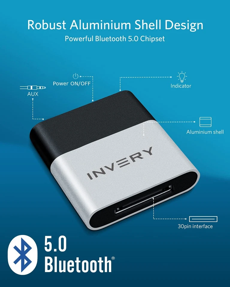 Bluetooth 5.0 Adapter for Bose SoundDock & 30-Pin iPod/iPhone Dock - Image 2 of 4