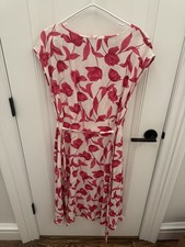 Ann Taylor White w/ Pink Roses Dress Size 8 NWT