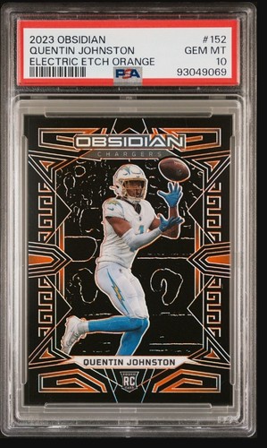 2023 Panini Obsidian Quentin Johnston #152 Electric Etch Orange /49 (RC) PSA 10