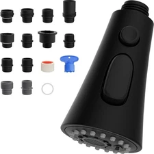 Kitchen Faucet Head Replacement 3-Function Pull Down Faucet Sprayer Head Black