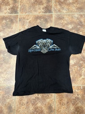 Vintage 2005 Harley Davidson  Ride Hard Live Fast  Graphic Tee Aurora CO Mens XL