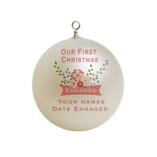 Personalized Our First Christmas Engaged Vintage Flowers Ornament Custom Gift 7