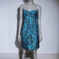 J Crew Factory Silk Mini Strapless Dress Women 2 Floral Blue Sweetheart Neckline