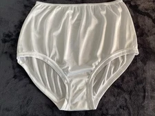 National White Nylon Granny panties hi-waist banded leg openings & shimmery Sz 8