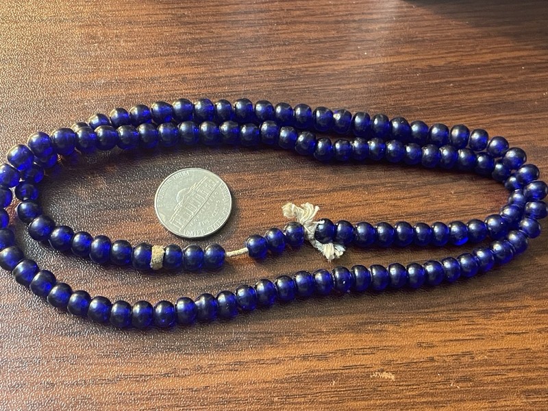Antique Venetian Czech Glass Cobalt Bead Strand