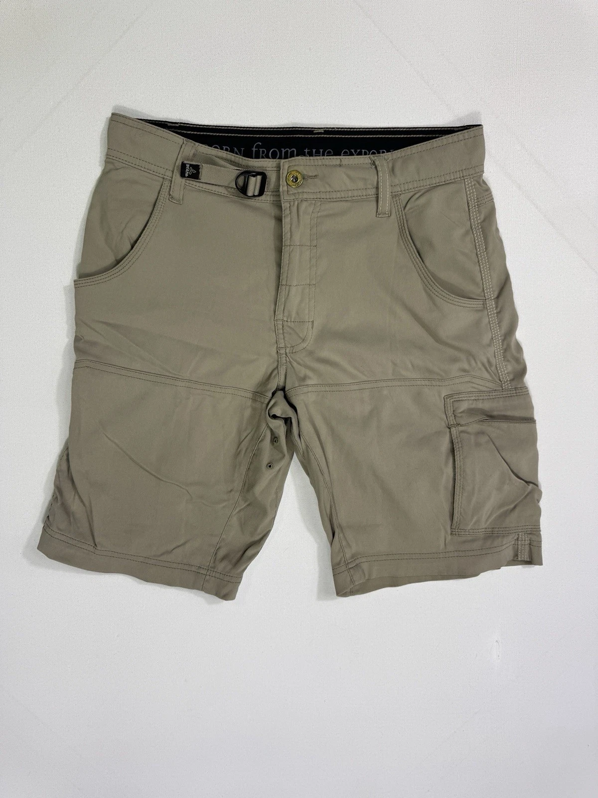 Prana Shorts Men's 28x10 (30x10) Stretch Zion Tan Hiking Belted Cargo Outdoor
