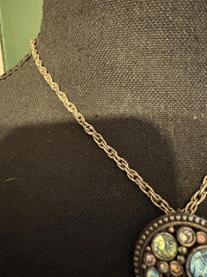Collar colgante de cristal multicolor Patricia Locke joyería artística vintage Foto 3 de 4