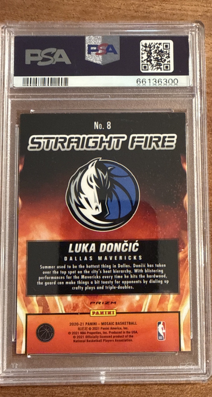2020-21 Panini Mosaic - Straight Fire Luka Dončić #8 PSA 9 view 2