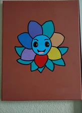 hand painted art on canvas OOAK flower acrylic painting red purple blue orange