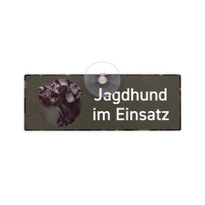 Premium Hundeschild Deutsch Drahthaar Schwarz Autoschild mit Saugnapf
