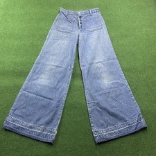 Vintage Sailor Bell Bottom Jeans Mens 28 Blue 70S Denim Hippie BUTTON FLY 28x30