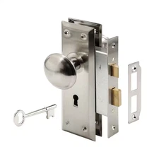 Steel, Satin Nickel, Interior Door Lock | Set Keyed Mortise Nickel E Knob With
