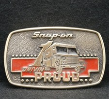 WF13119 NOS VINTAGE 1989 SNAP-ON TOOLS DRIVEN PROUD SOLID BRASS BELT BUCKLE