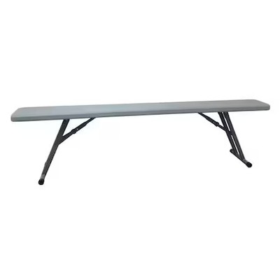 Bench, W/ Folding Legs, Blow Molded, Gray,  12F617
