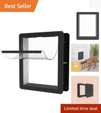Flexible Black Pet Door for Medium Breeds - Installation Kit Included