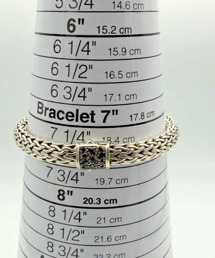 Brazalete de cadena clásico John Hardy Icon de 6,5 mm de plata de ley zafiro negro 7,5 Foto 2 de 4