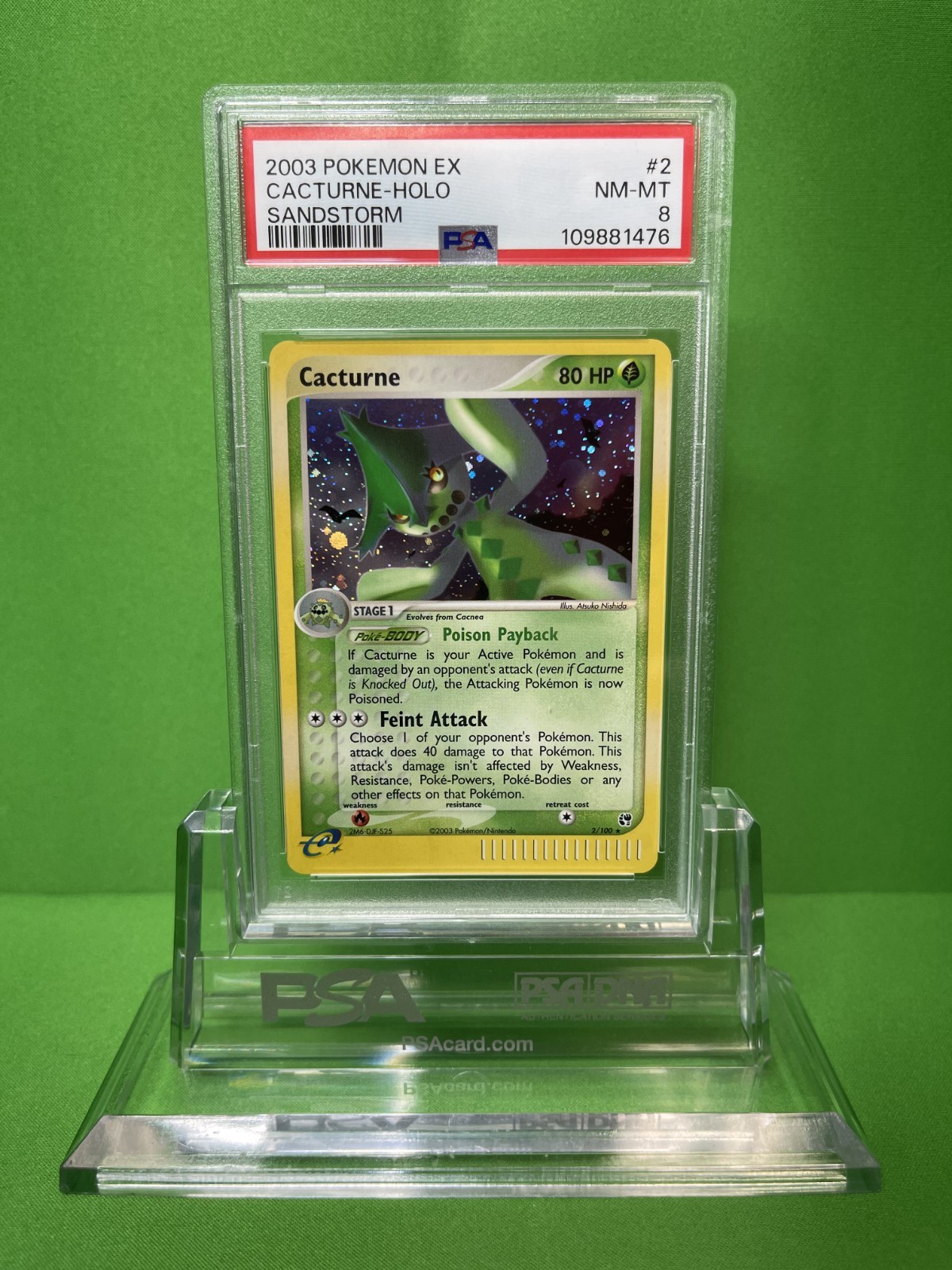 2003 POKEMON EX SANDSTORM 2 CACTURNE-HOLO PSA 8