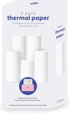 Core Innovations Thermal Printer Paper & Sticker Bundle, (3) Adhesive & White 
