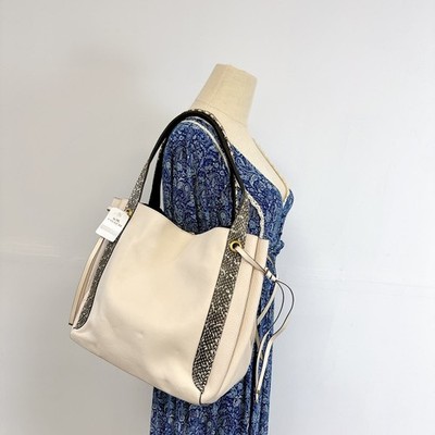 Coach 53355 Harmony Hobo In Colorblock With Snakeskin Detail IN CHALK