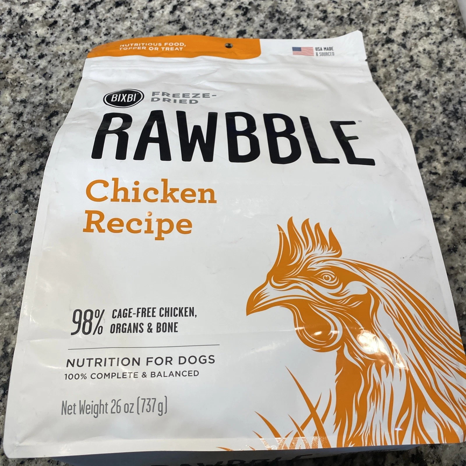 BIXBI Rawbble Freeze Dried Dog Food, Chicken Recipe, 26 oz - 98 Meat and