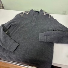 Harriss Gray Logo Checkered Henley Sweatshirt M-L