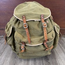 Vintage Rare Army Military Metal Framed Canvas Leather Backpack Ruck Sack